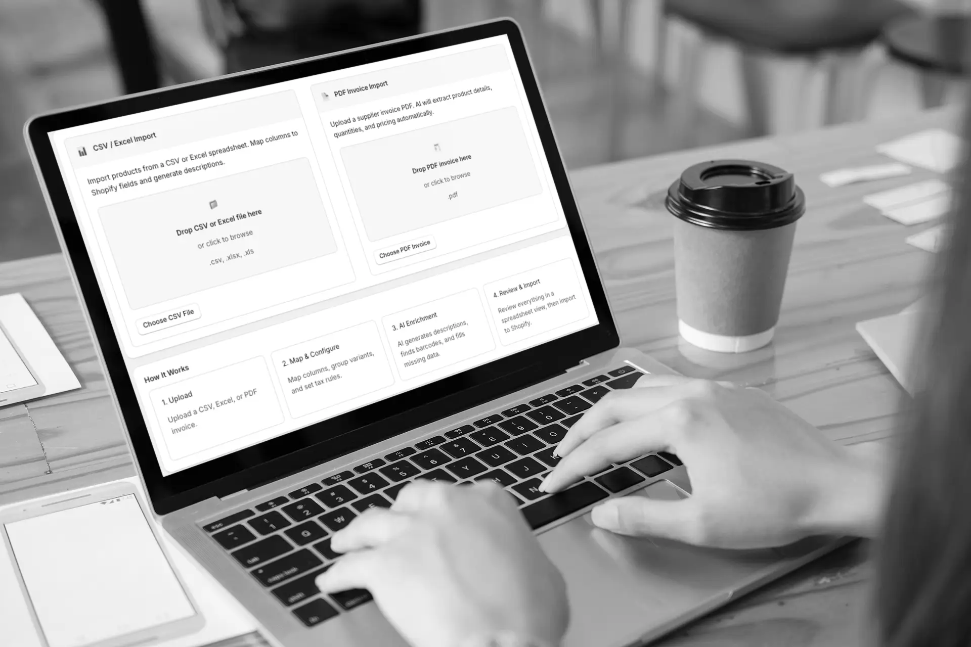 Importier CSV and PDF invoice import dashboard